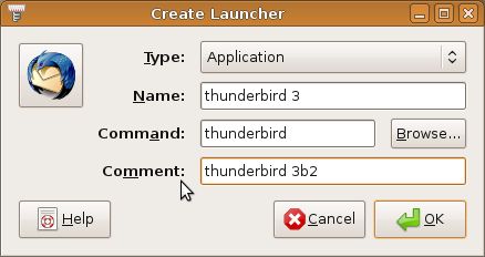 Configuration de thunderbird
en tant qu'élément de menu